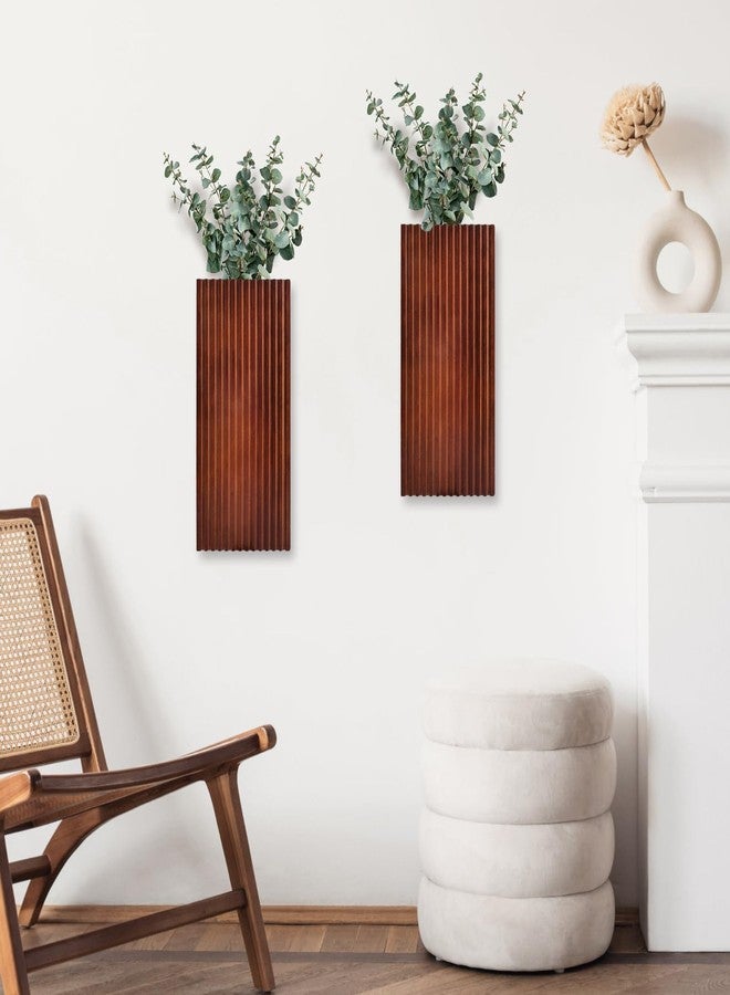 ZELURA 2PCS Wood Wall Planter for Indoor Plants, Wooden Hanging Planter for Dried Flowers and Artificial Greenery Plants, Wooden Pocket Vases,Modern Farmhouse Wood Wall Decor for Living Room,Bedroom,Bathroom - Image 2